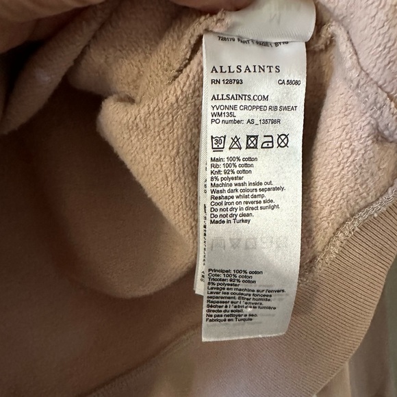AllSaints Yvonne Cropped Pullover sweatshirt Size Medium - Picture 6 of 6